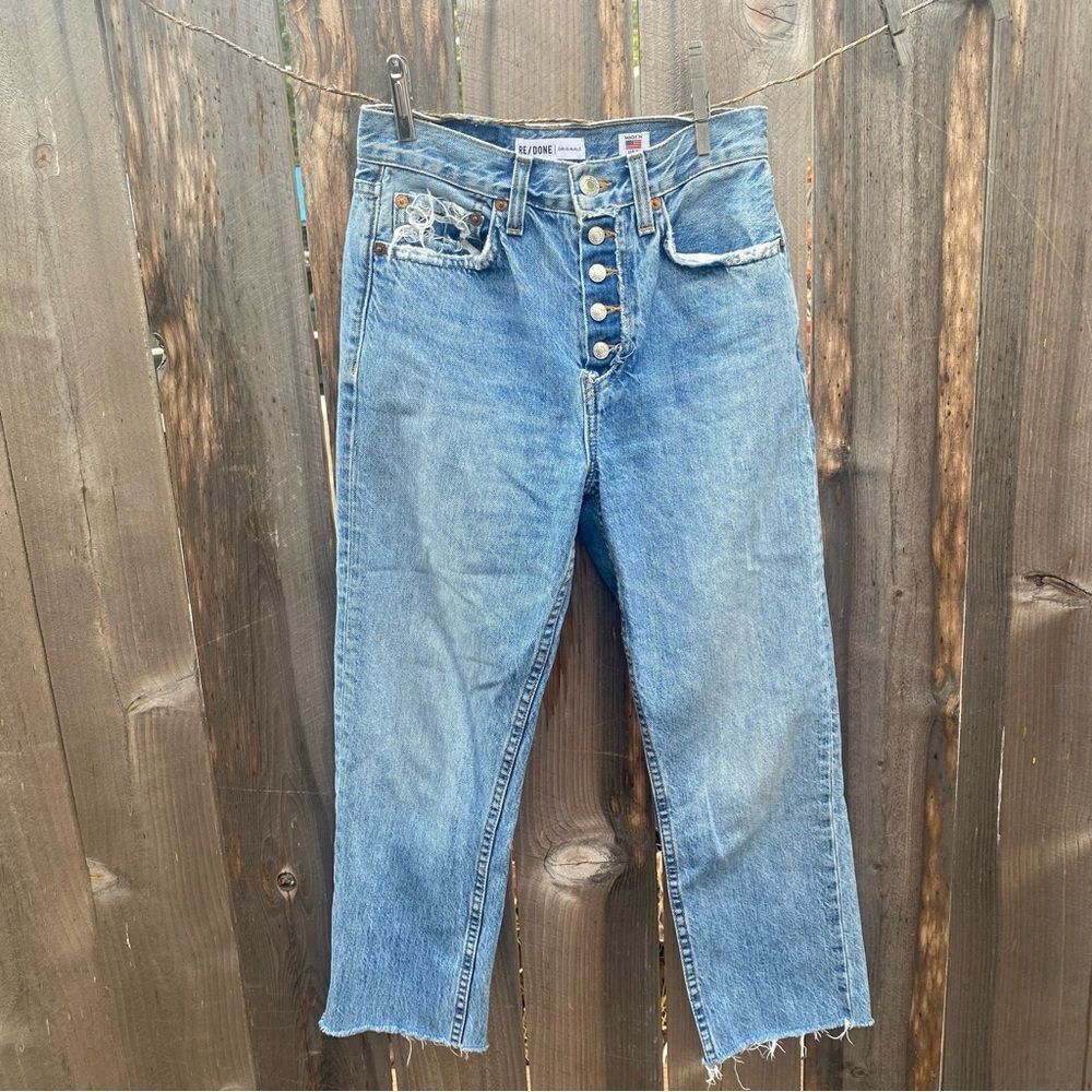 RE/DONE open button fly cropped jeans size 24